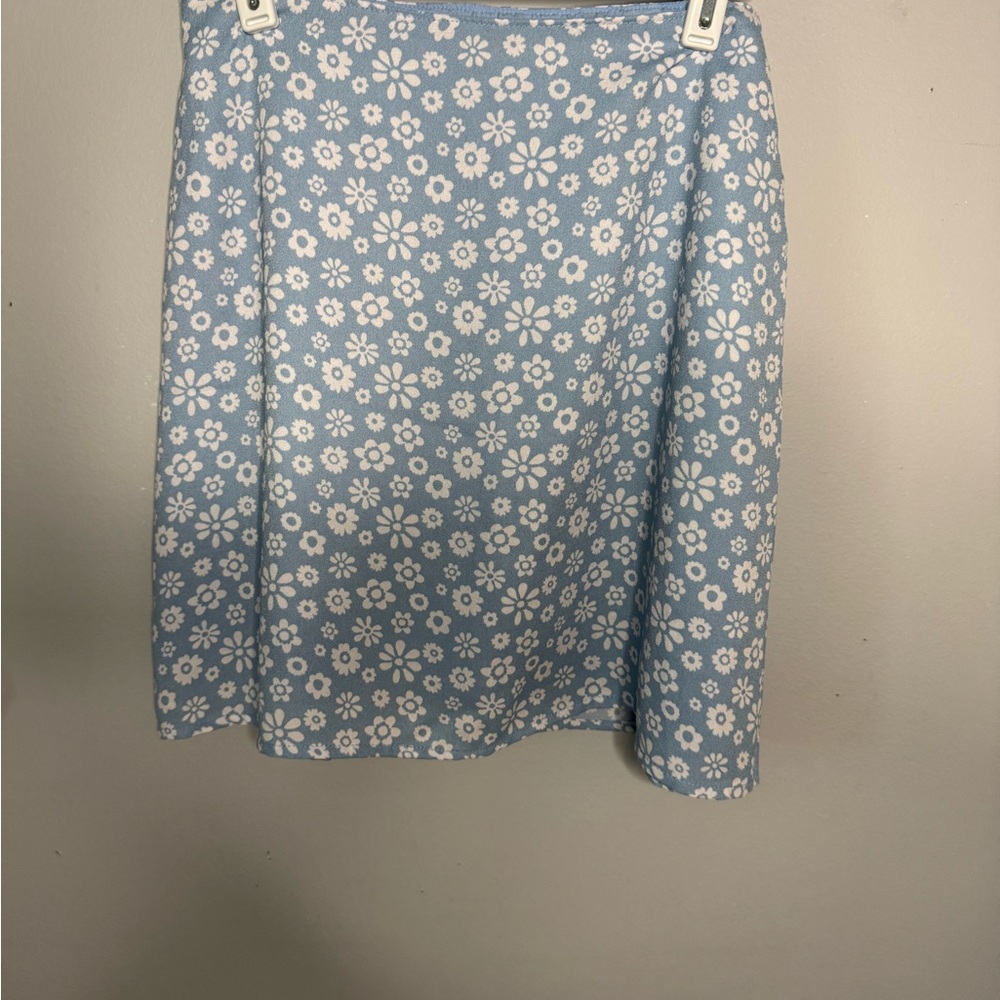 Hollister Light Blue Floral A-Line Skirt